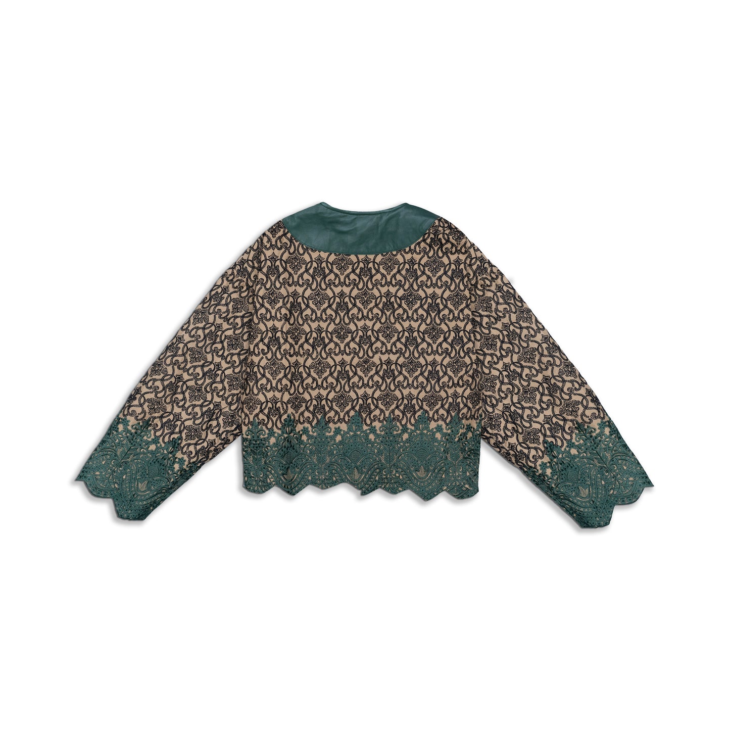 EMERALD THREADS LEATHER KIMONO - Khoja.co
