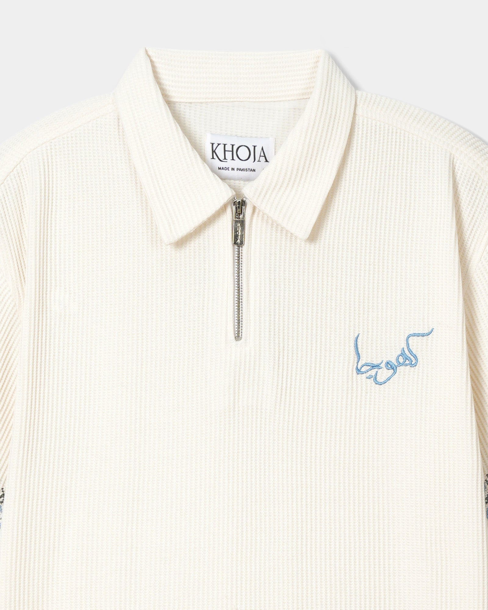 THERMAL EMBROIDERED ZIP POLO - Khoja.co