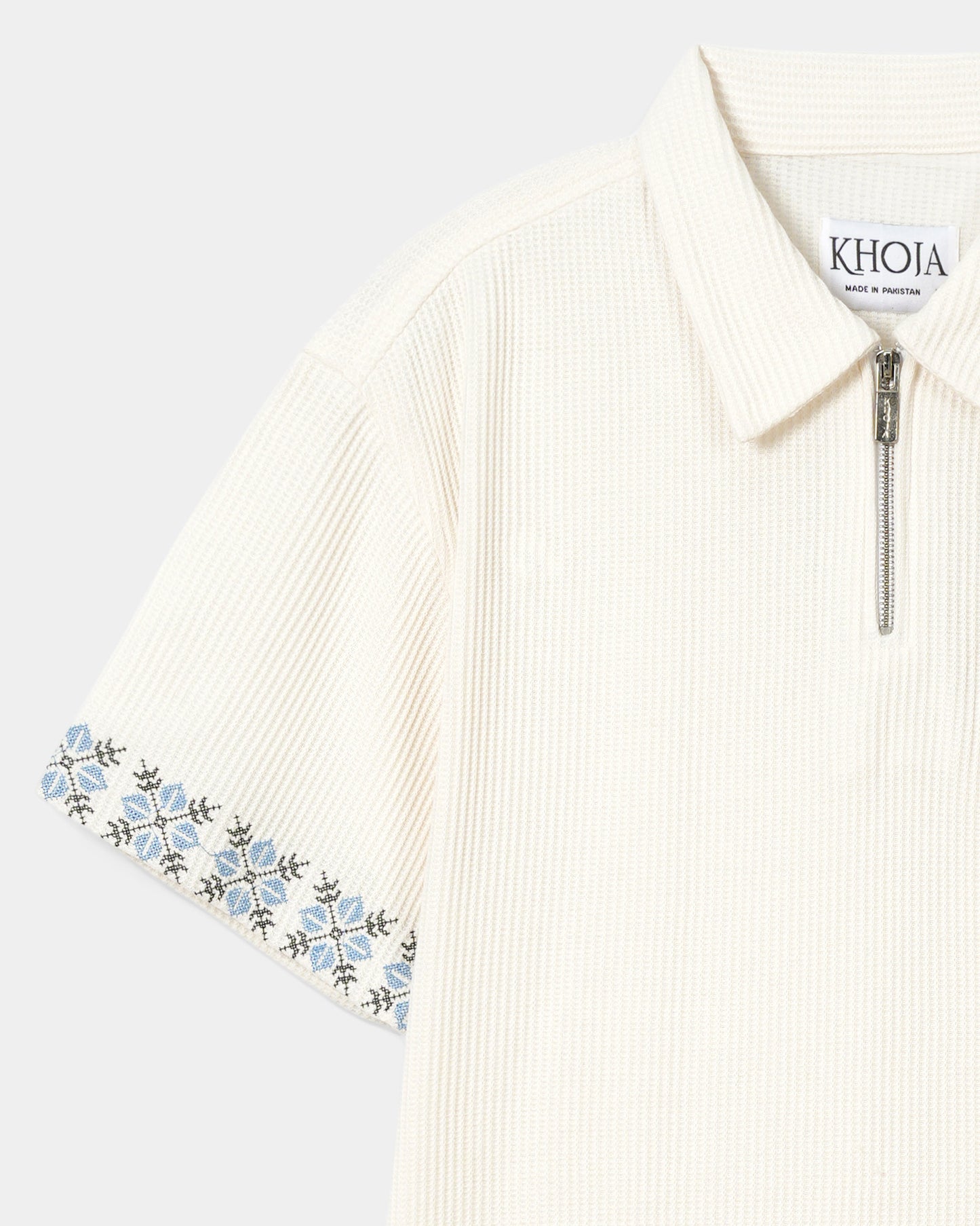 THERMAL EMBROIDERED ZIP POLO - Khoja.co