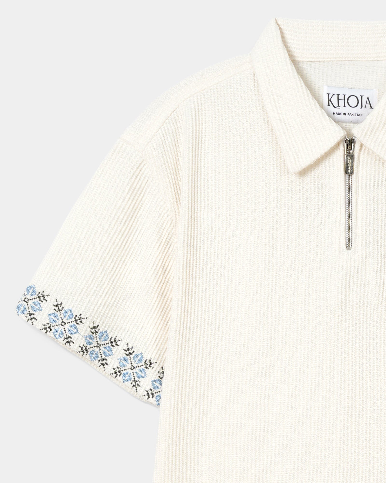THERMAL EMBROIDERED ZIP POLO - Khoja.co