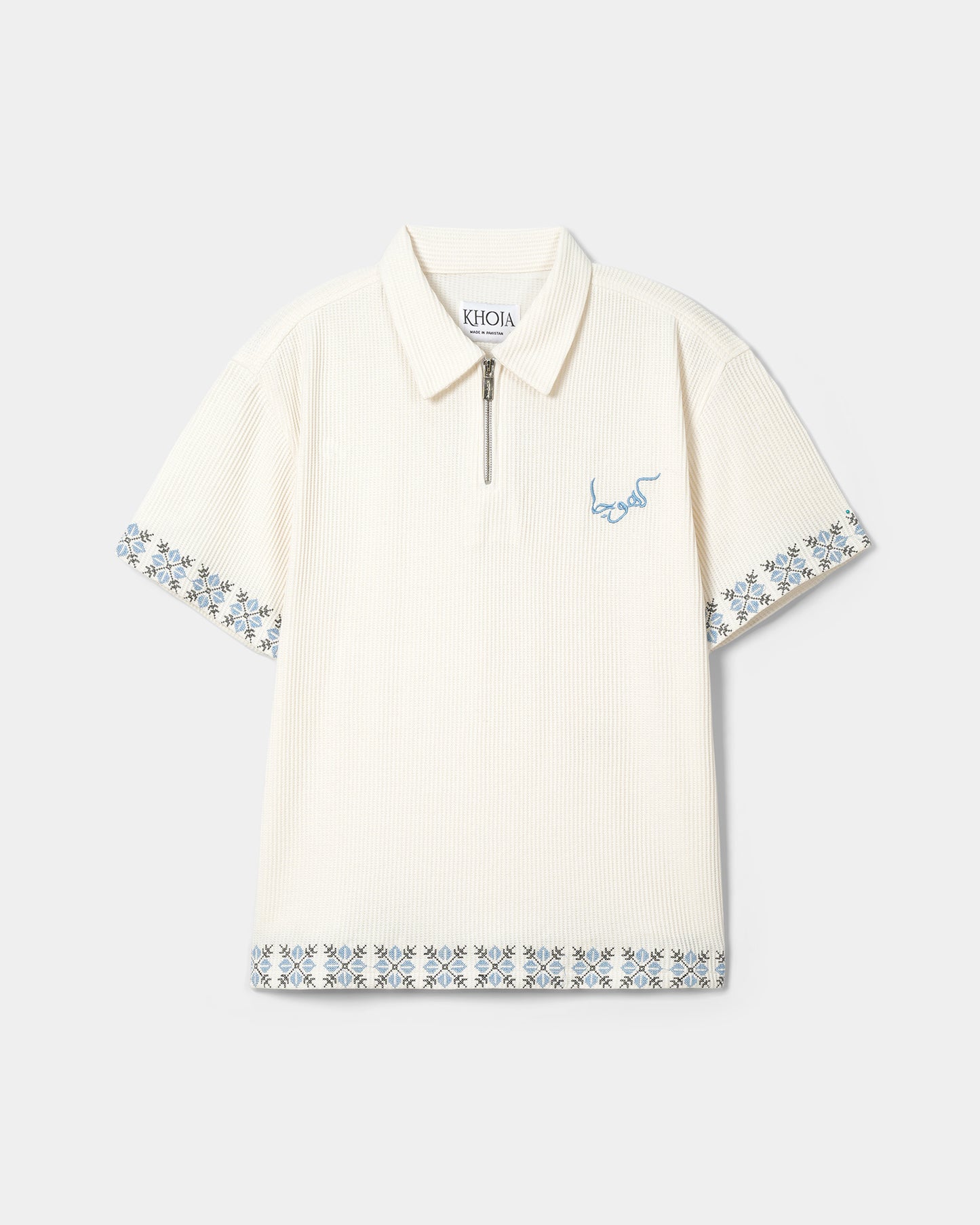 THERMAL EMBROIDERED ZIP POLO - Khoja.co
