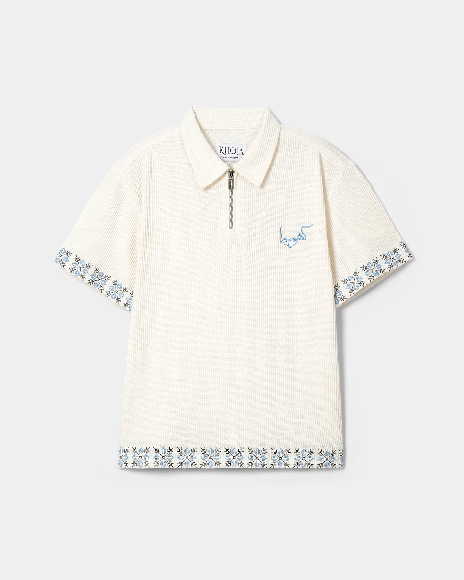 THERMAL EMBROIDERED ZIP POLO - Khoja.co