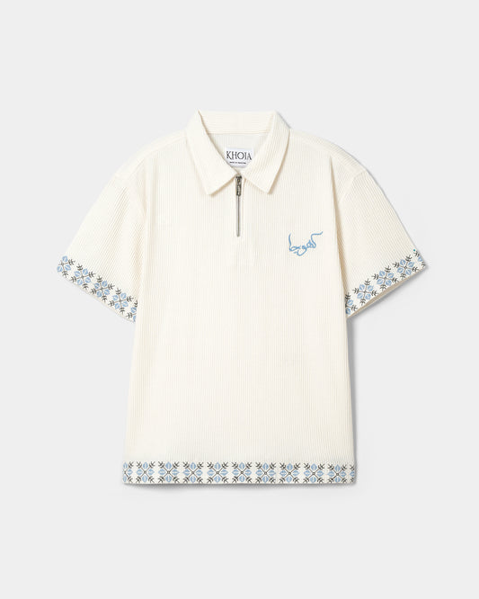 THERMAL EMBROIDERED ZIP POLO - Khoja.co