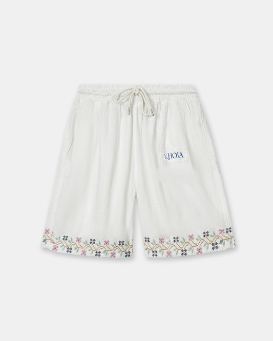 WHITE HEIRLOOM SHORTS - Khoja.co