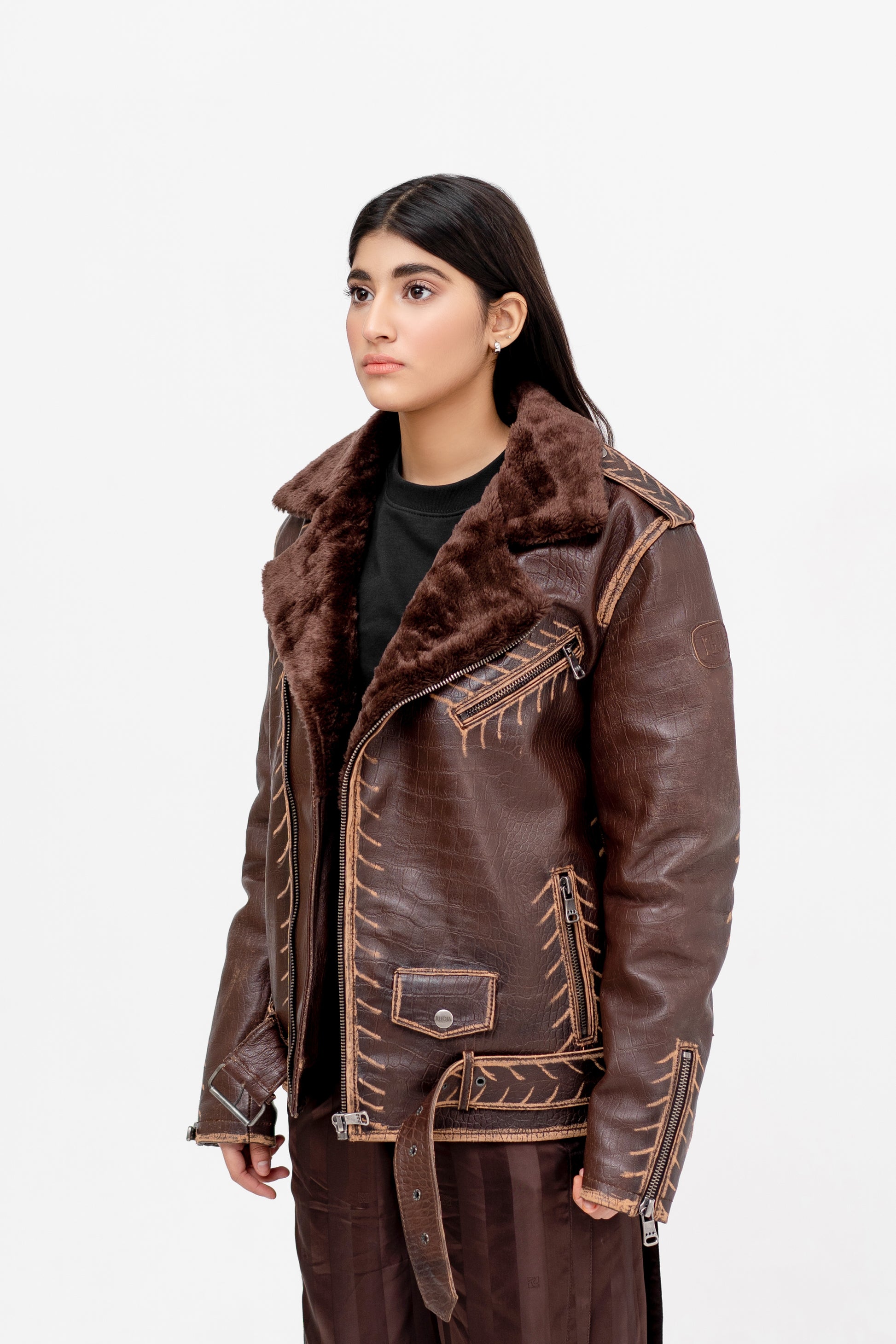 Gallery-Clad Maverick Rub Off Leather Jacket - Khoja.co