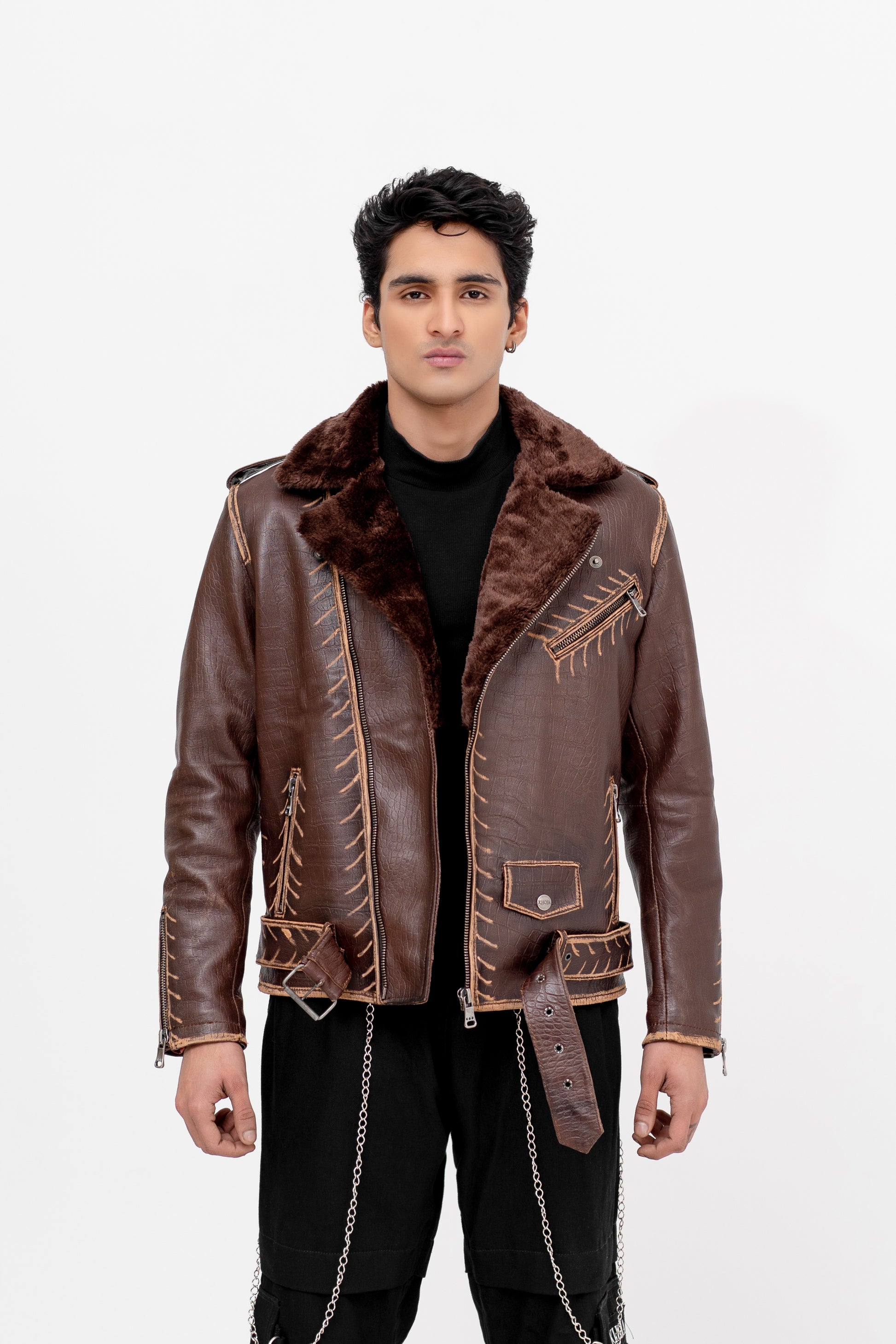 Gallery-Clad Maverick Rub Off Leather Jacket - Khoja.co