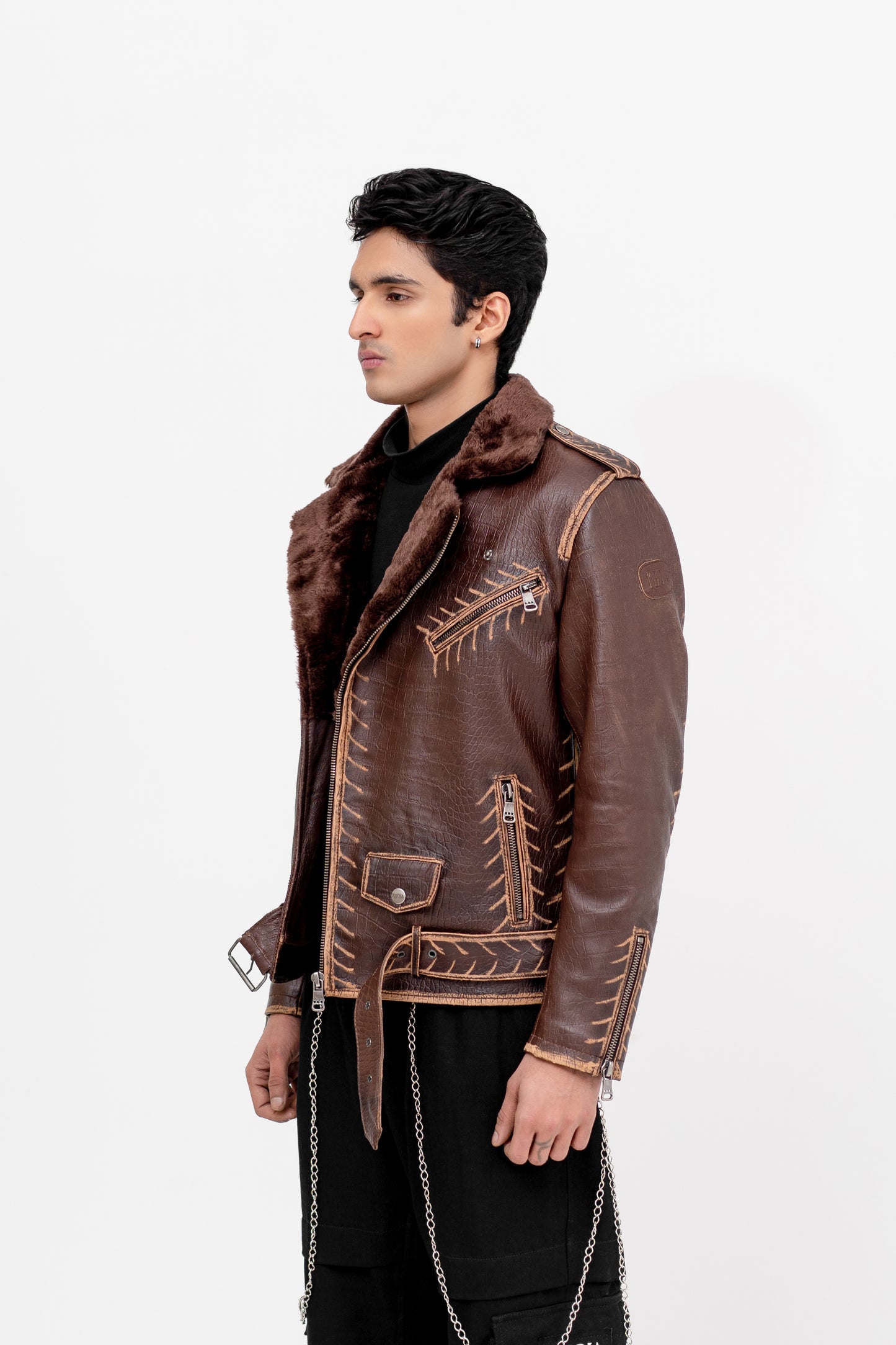 Gallery-Clad Maverick Rub Off Leather Jacket - Khoja.co