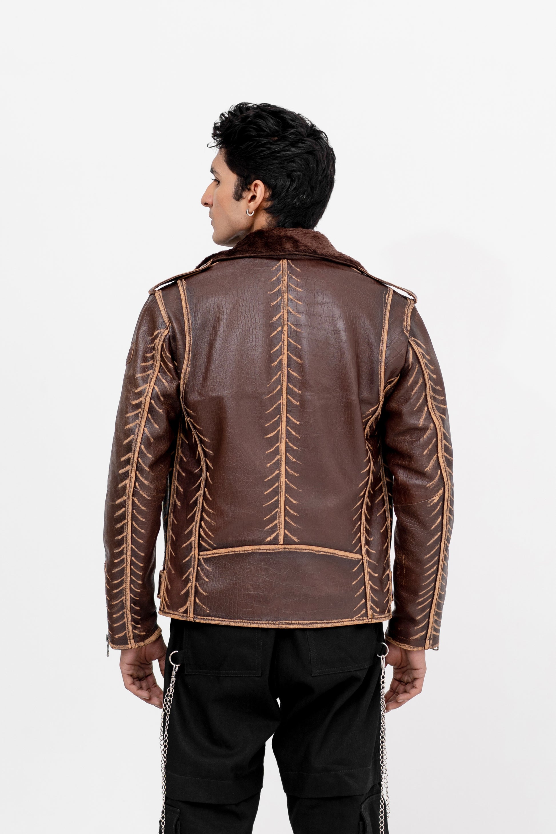 Gallery-Clad Maverick Rub Off Leather Jacket - Khoja.co