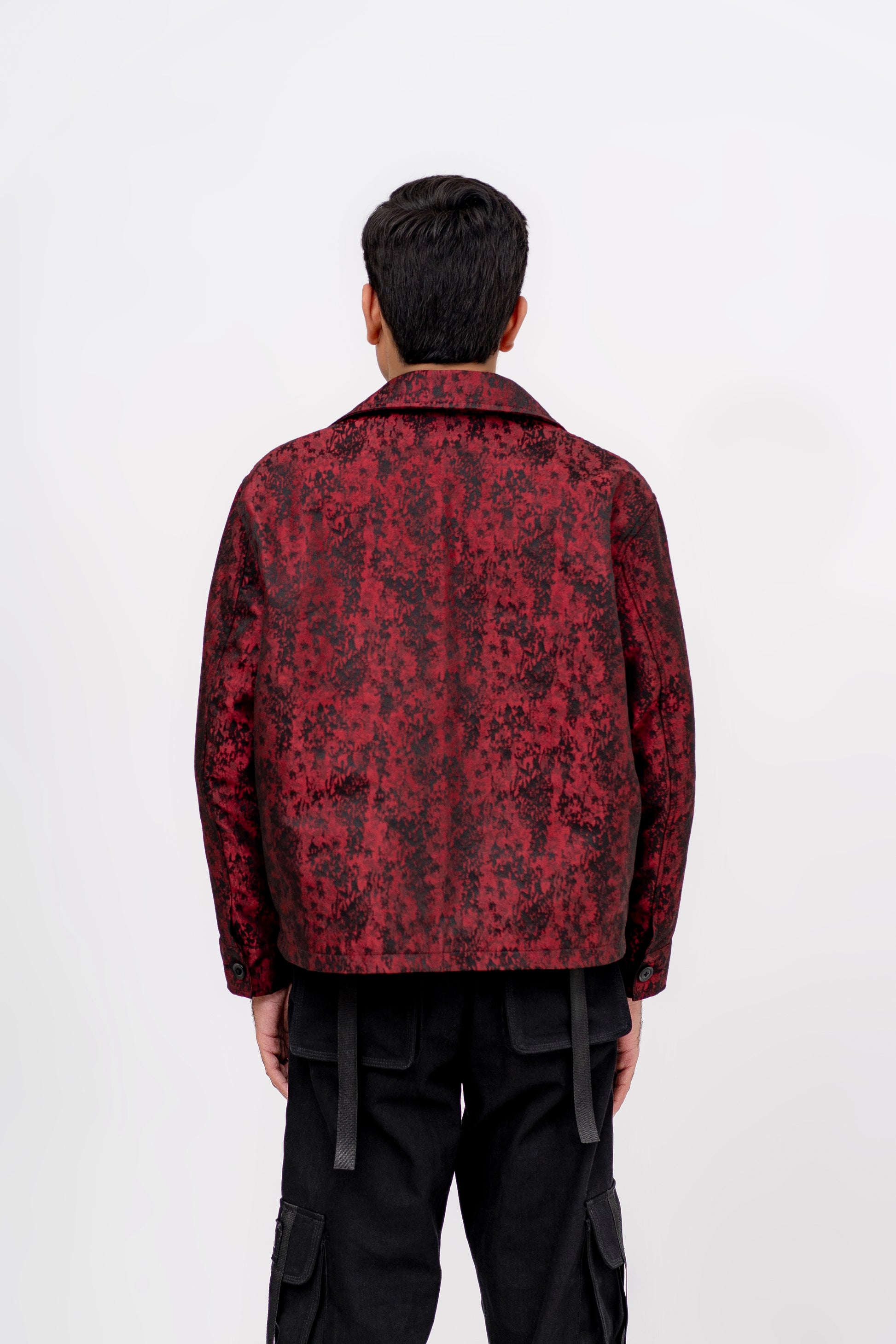 “Crimson Noir Weave” Cross Weaved Woven Cottan Jacket - Khoja.co