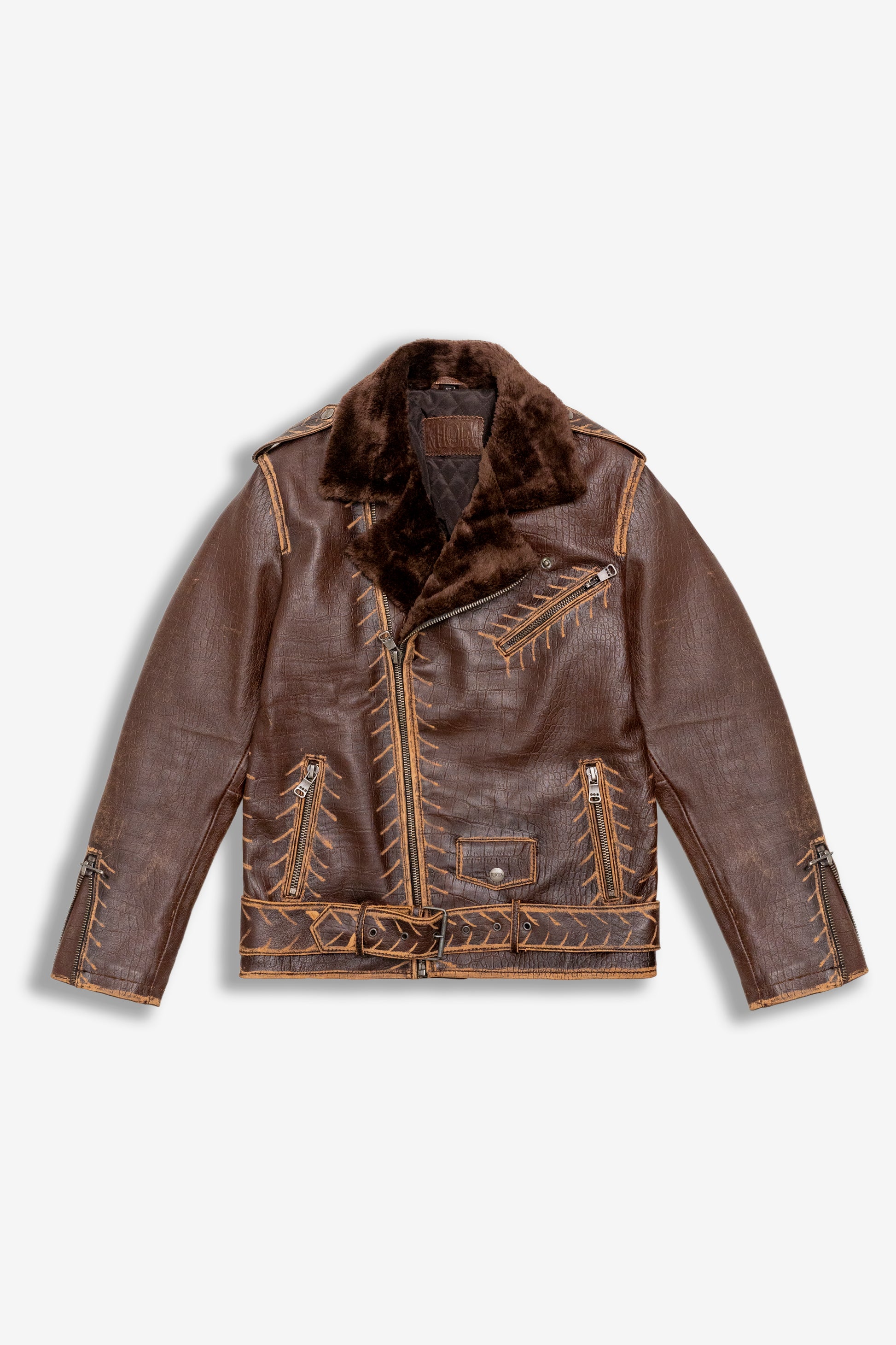 Gallery-Clad Maverick Rub Off Leather Jacket - Khoja.co