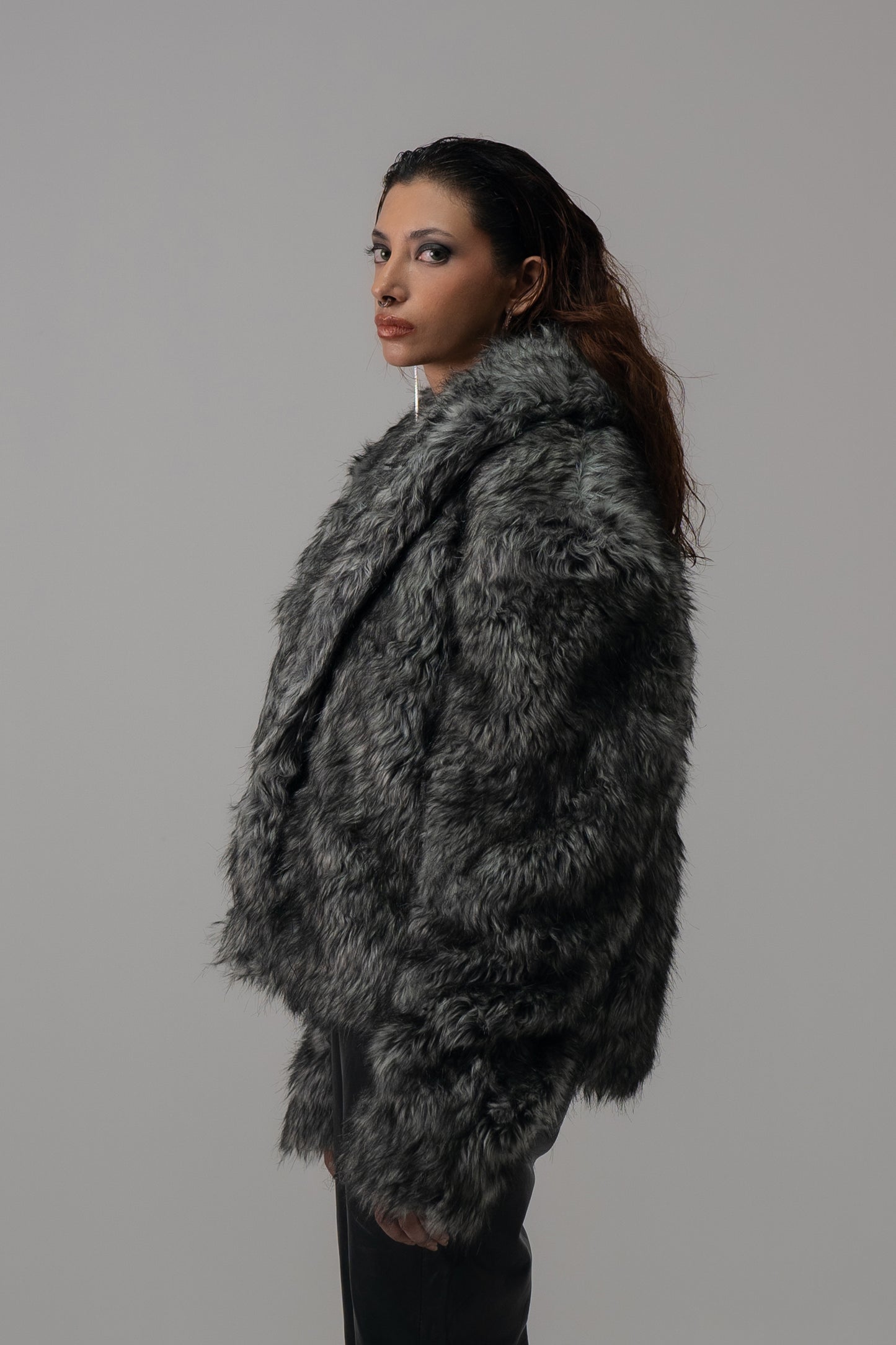 GREY LUXE FUR JACKET