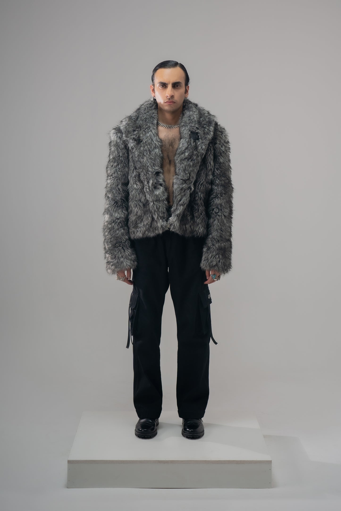 GREY LUXE FUR JACKET