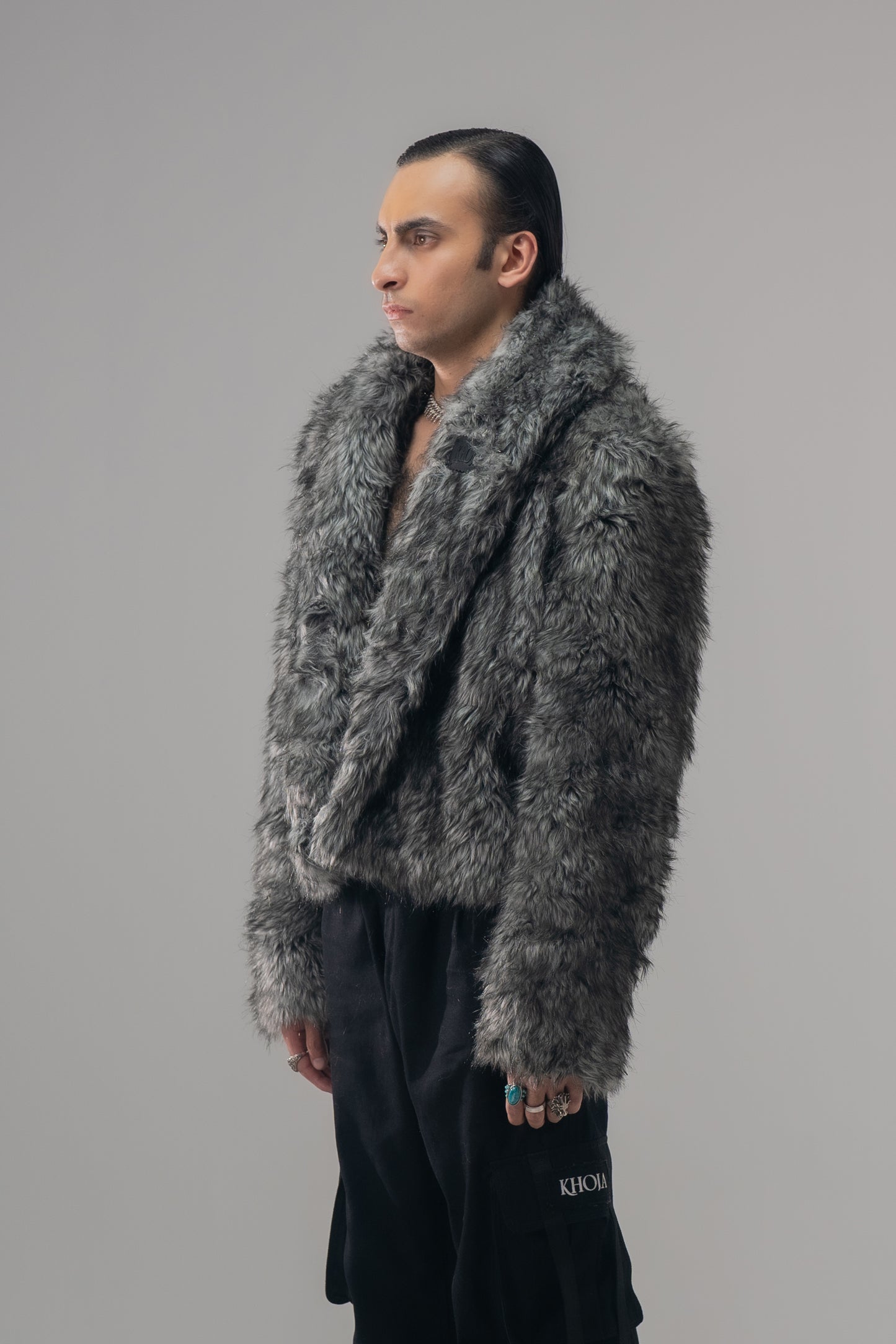 GREY LUXE FUR JACKET