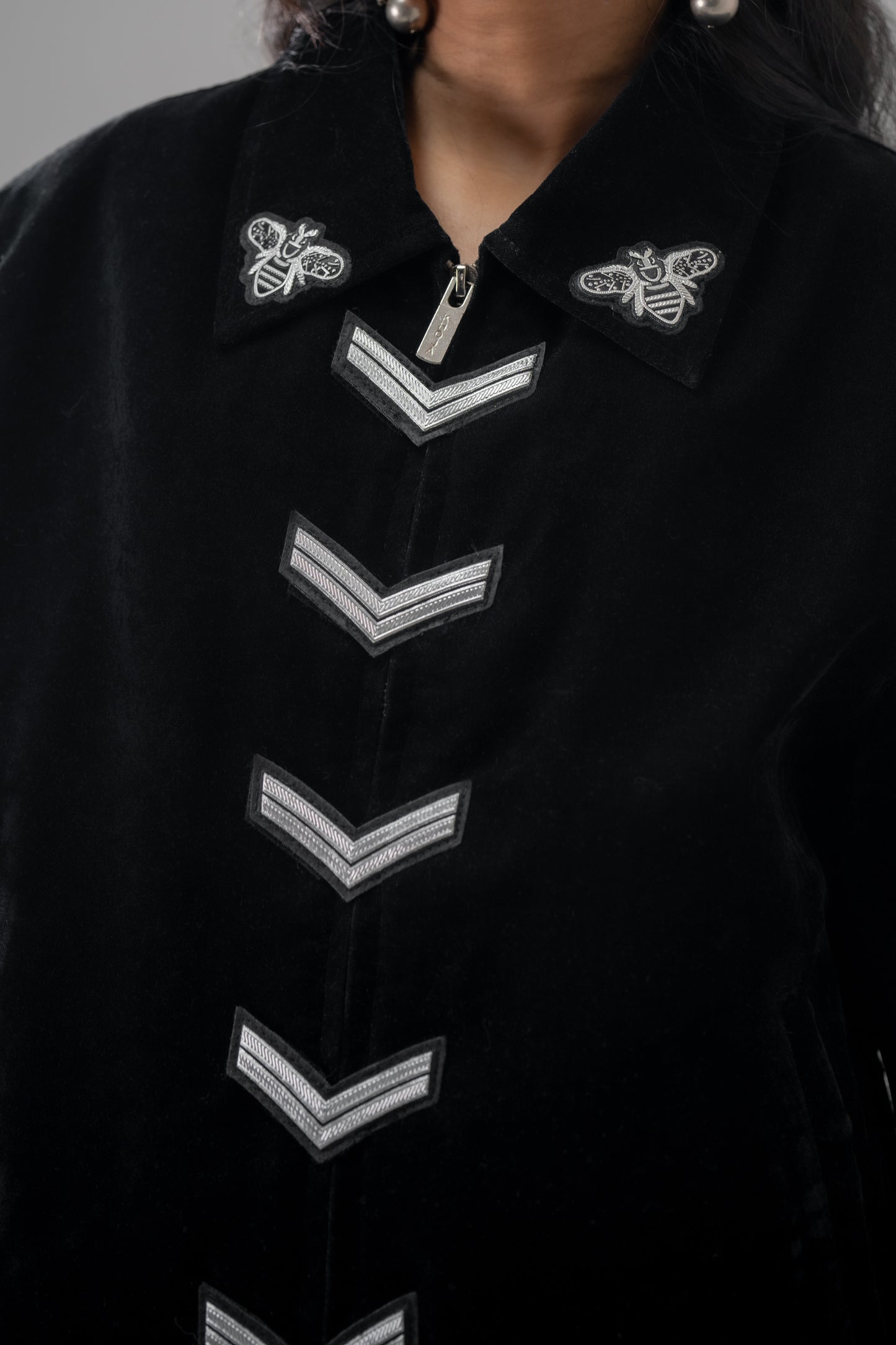 BLACK VELVET MILITARY JACKET