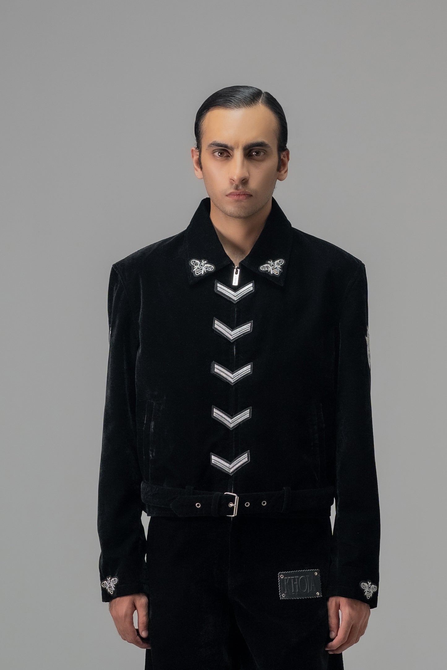 BLACK VELVET MILITARY JACKET