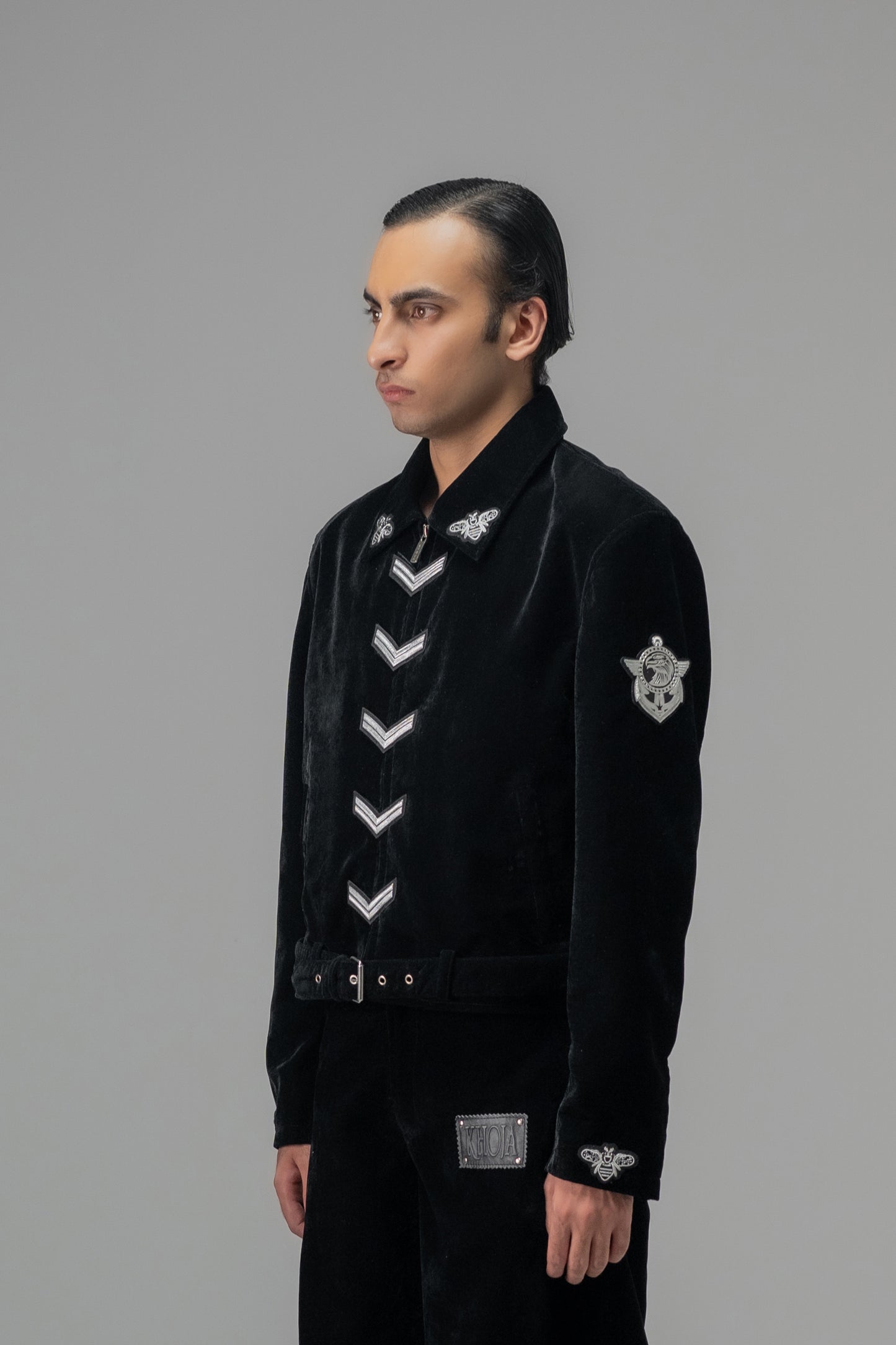 BLACK VELVET MILITARY JACKET