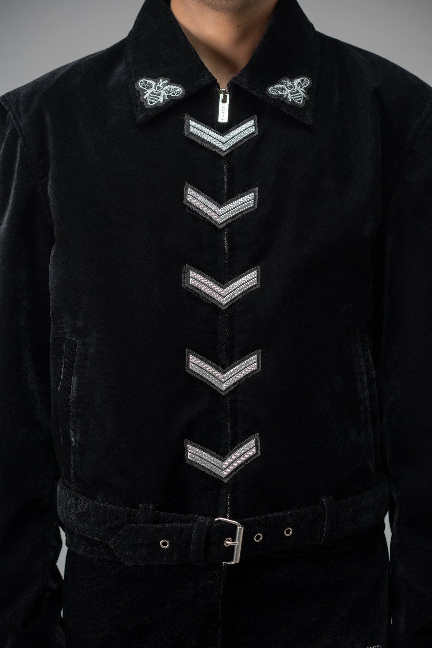 BLACK VELVET MILITARY JACKET